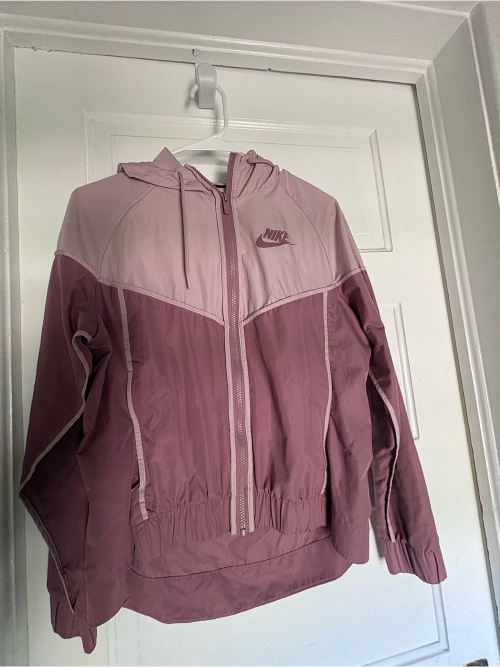 Nike Women's Two-Tone Mauve Pink Hooded Bomber Jacket